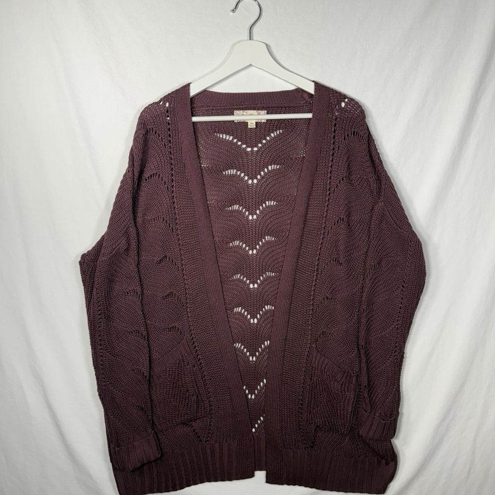 Womens Knit Plum Purple Sweater Cardigan XXL
